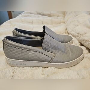 MICHAEL Michael Kors Woven Light Gray Slip-Ons